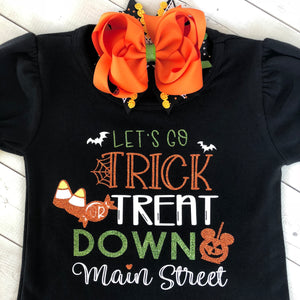 Halloween Pennants-Trick or Treat Down Main Street Glitter Shirt "Only"