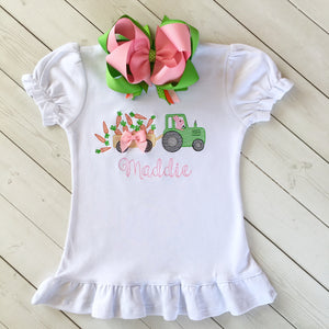 Girl Easter Bunny Tractor Sketch Shirt ONLY