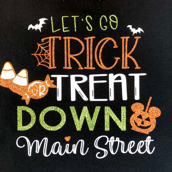 Halloween Pennants-Trick or Treat Down Main Street Glitter Shirt "Only"