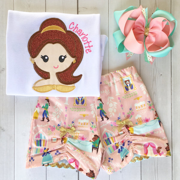 The Beauty Embroidered Princess Peek-A-Boo Shortie Set