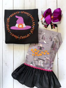 Glitter Witch Hat and Friends Single Ruffle Pant Set