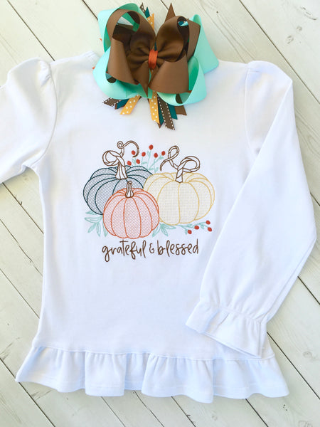 Grateful Embroidered Pumpkins Shirt ONLY