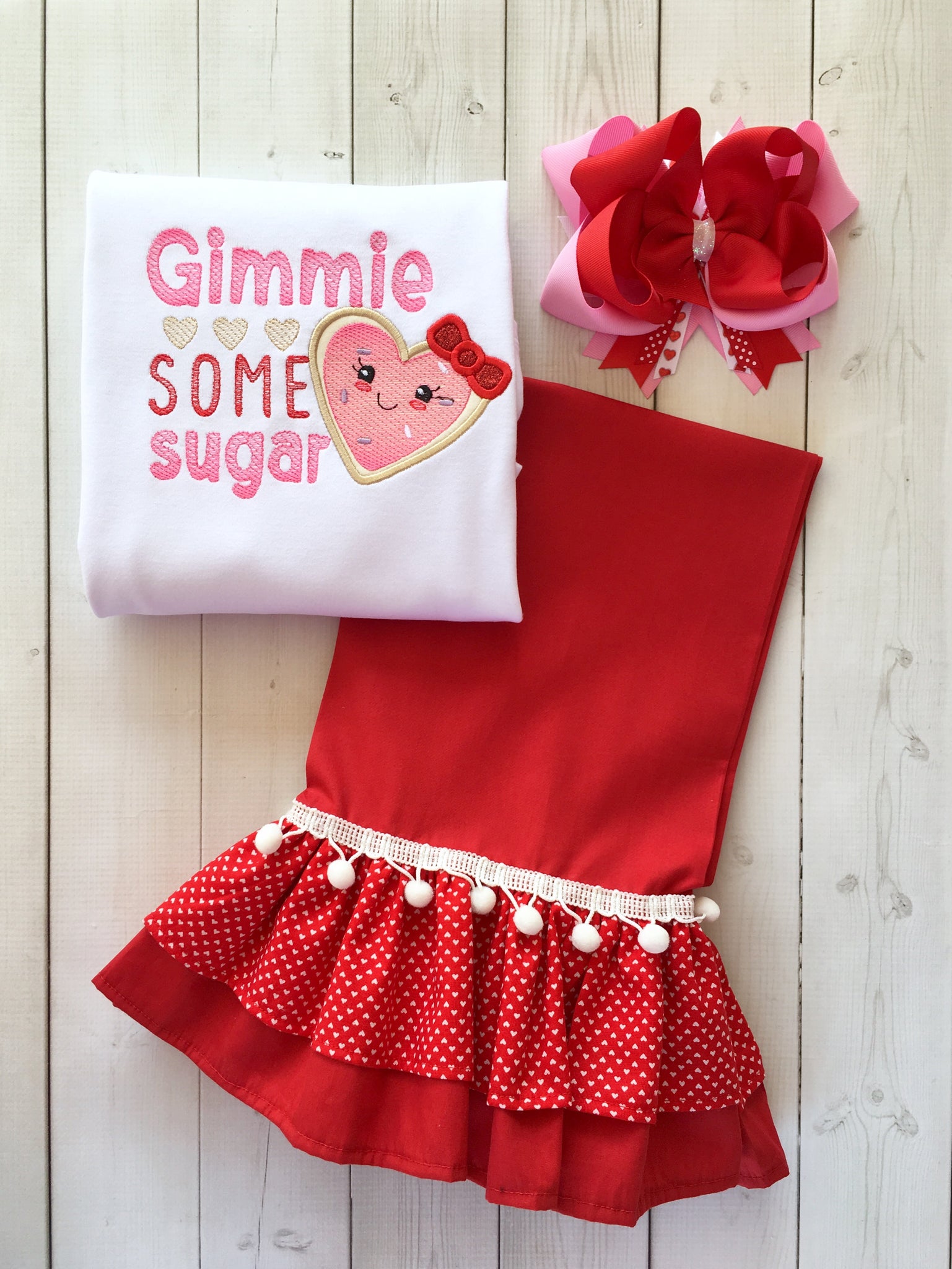 Gimme Some Sugar Embroidered Double Ruffle Pant Set