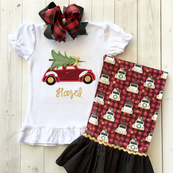 Vintage Christmas Car Embroidered SHIRT ONLY