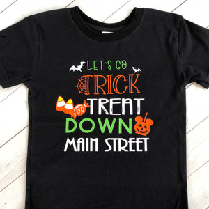 Trick or Treat Down Main Street  Boys Shirt "ONLY"