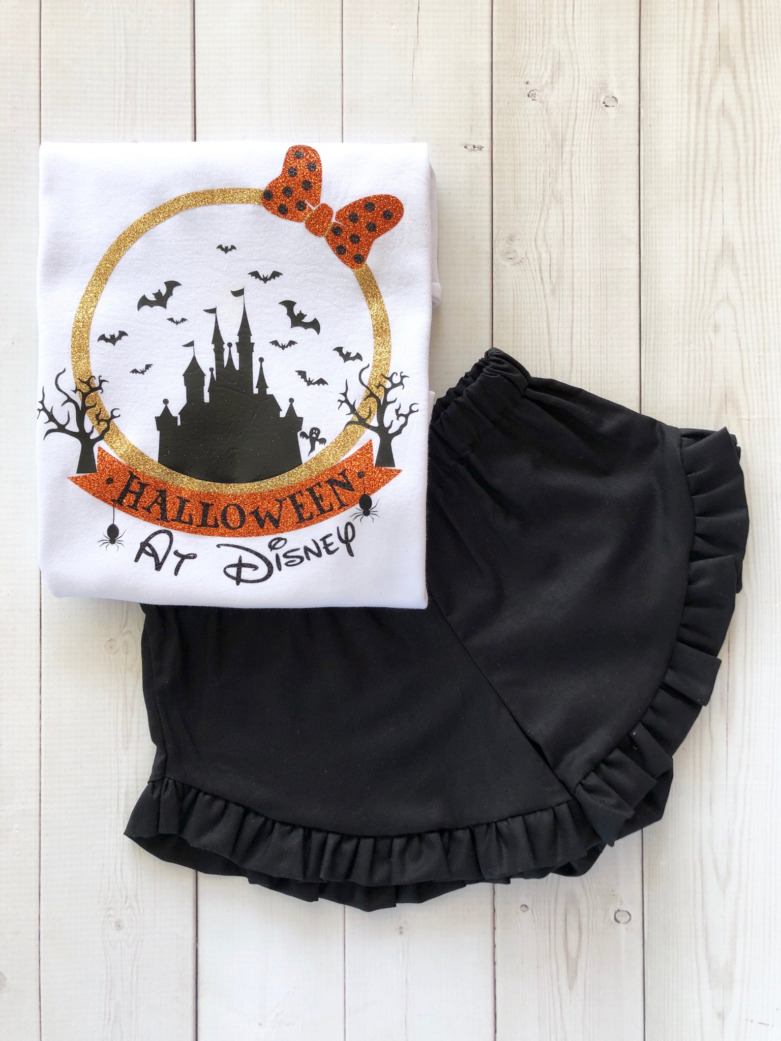 Halloween Castle Glitter Ruffled Short Set