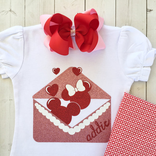 Mouse Valentine Glitter Shirt and Ruffle Pant Set