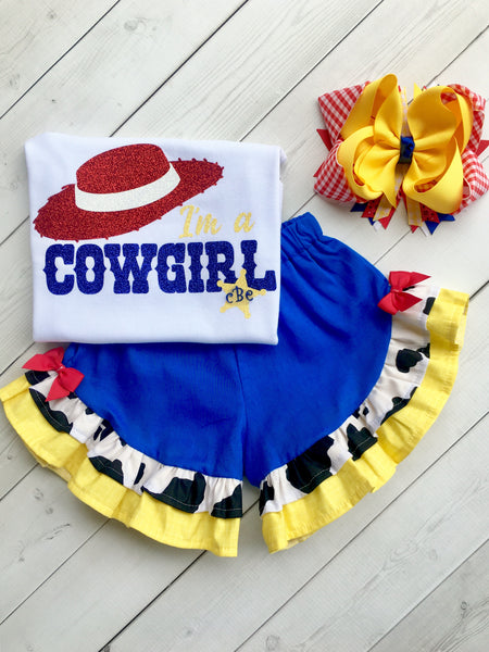 I'm A Cowgirl Ruffle Short Set