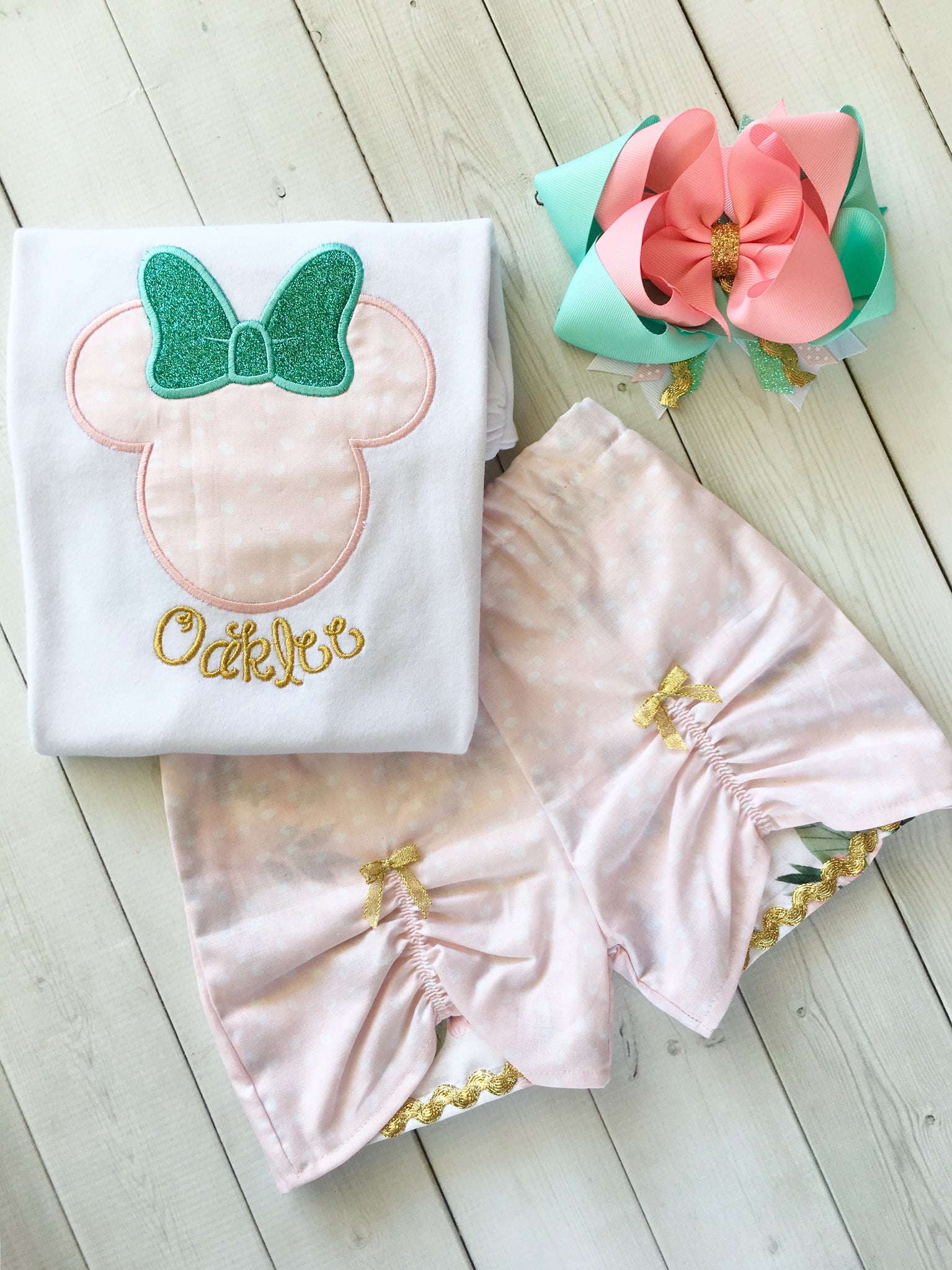 Her Majesty's Embroidered *Pink Petals* Mouse Peek-a-boo Shortie Set