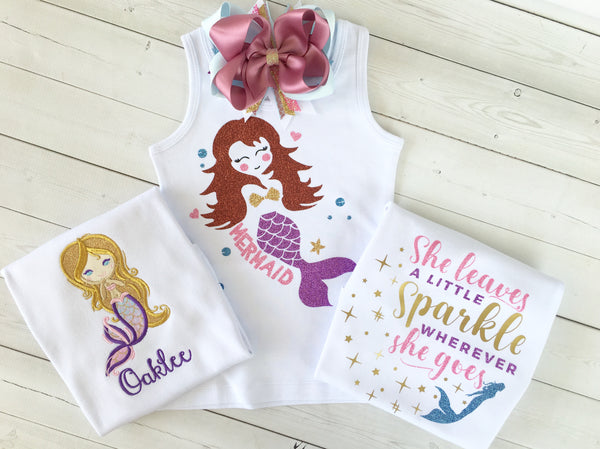 Majestic Mermaid Embroidered Peek-A-Boo Shortie Set