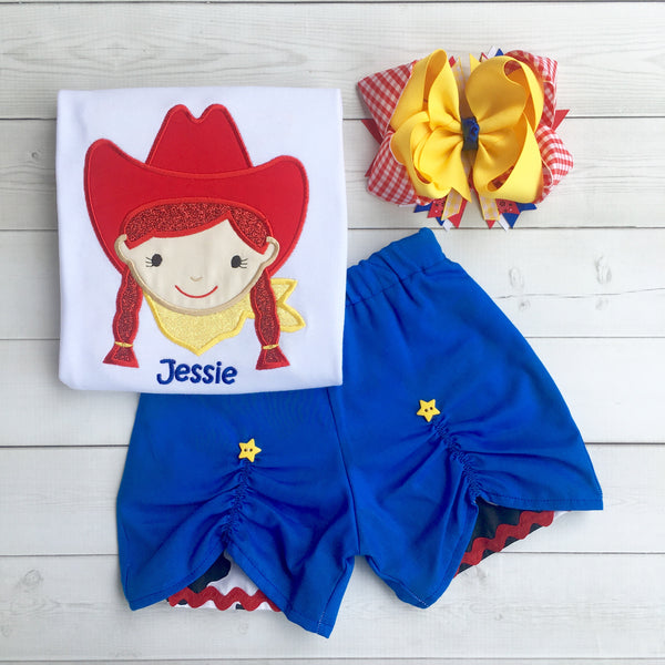 Embroidered Cowgirl Peek-A-Boo Short Set