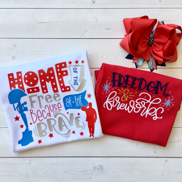 Freedom and Fireworks Home of The Free Boy SHIRT ONLY