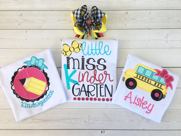 Little Miss Back To School Embroidered Pencil SHIRT ONLY