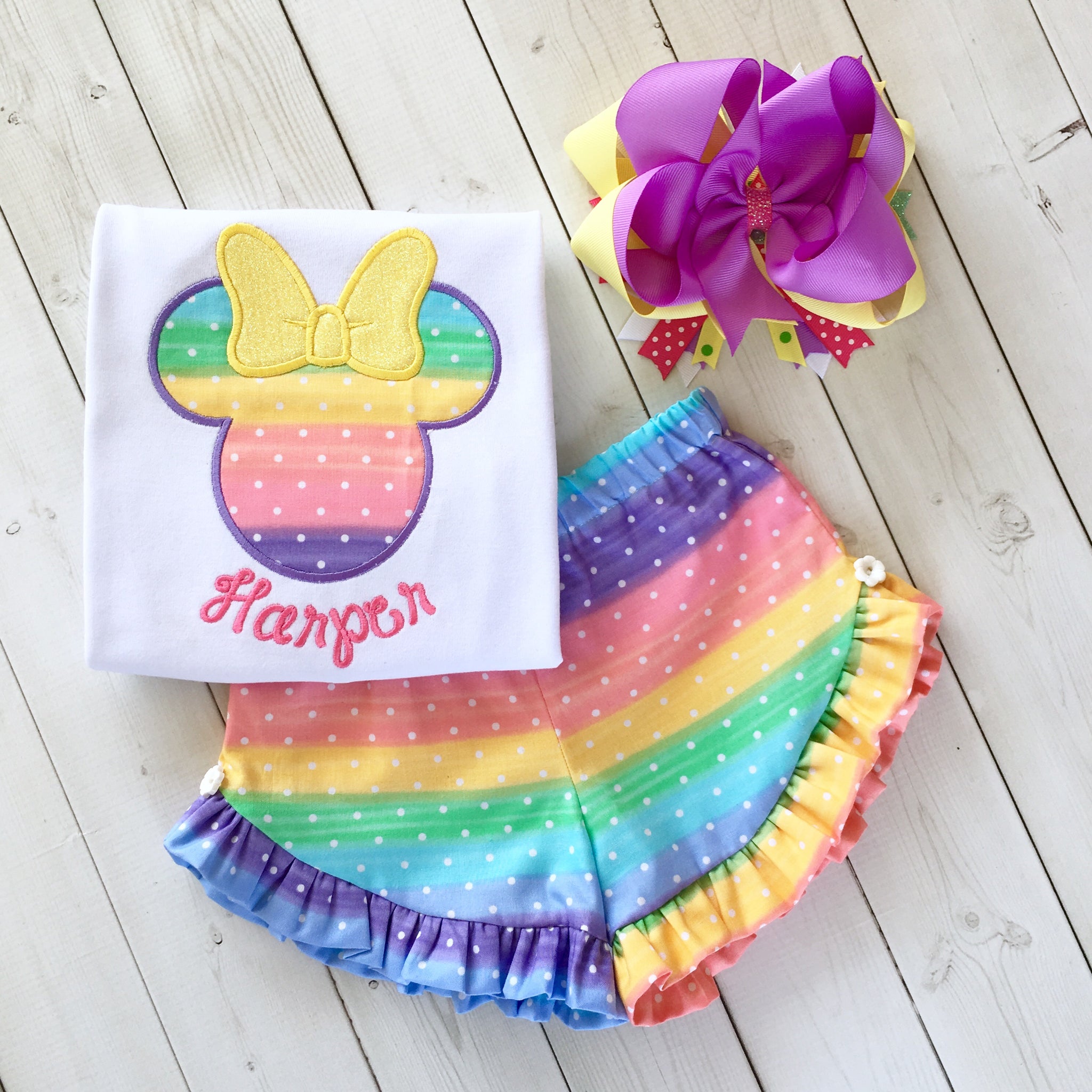 Rainbow Sherbet Mouse Ruffled Shortie Set