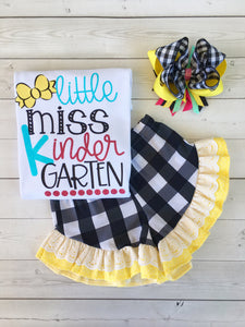 Little Miss *Any Grade* Back To School Glitter Vinyl Ruffle Short Set