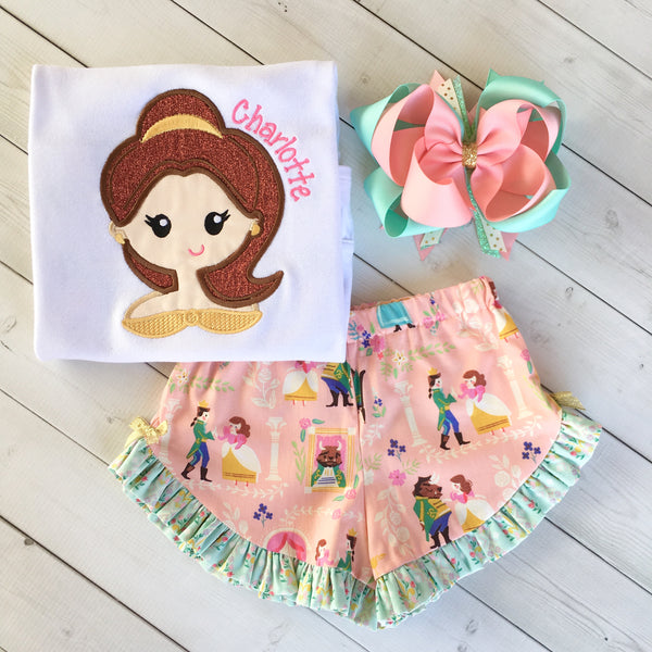 The Beauty Embroidered Princess Ruffle Shortie Set
