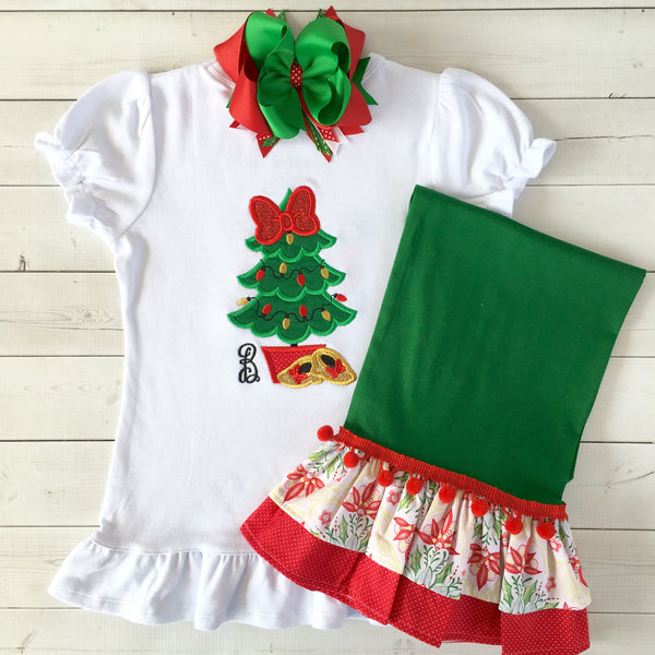 Fancy Heels and Christmas Tree Appliqué Pant Set