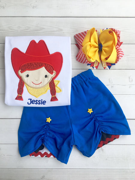Embroidered Cowgirl Peek-A-Boo Short Set