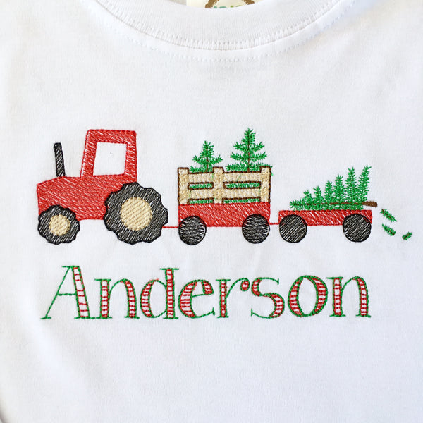 Christmas Tree Farm Boys Embroidered Shirt ONLY