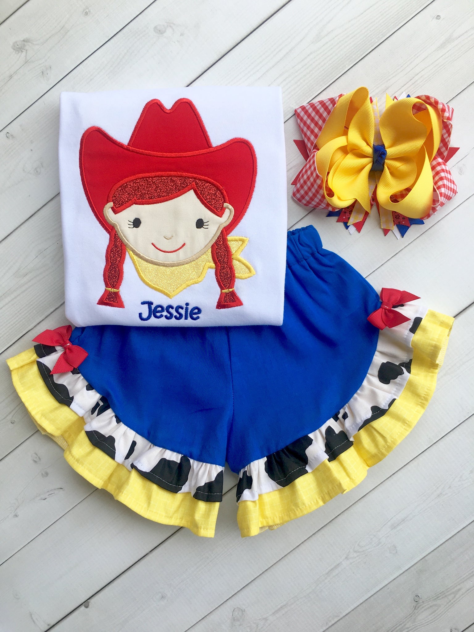 Embroidered Cowgirl Ruffle Short Set