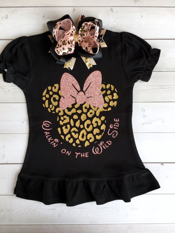 Walkin' On the Wild Side Girl's Cheetah Glitter Mouse Shirt ONLY