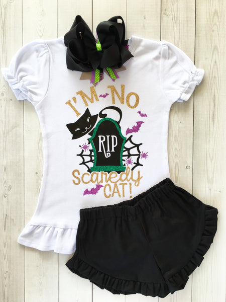 I’m No Scaredy Cat Glitter Ruffle Shortie (or Pants!) Set