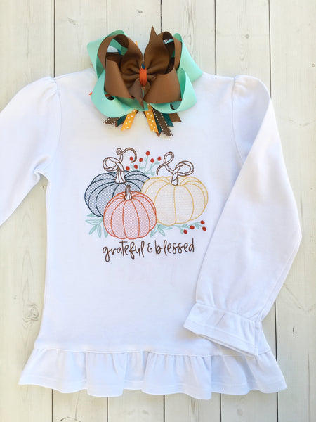 Grateful Embroidered Pumpkins Shirt ONLY