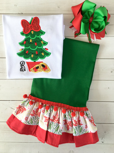 Fancy Heels and Christmas Tree Appliqué Pant Set