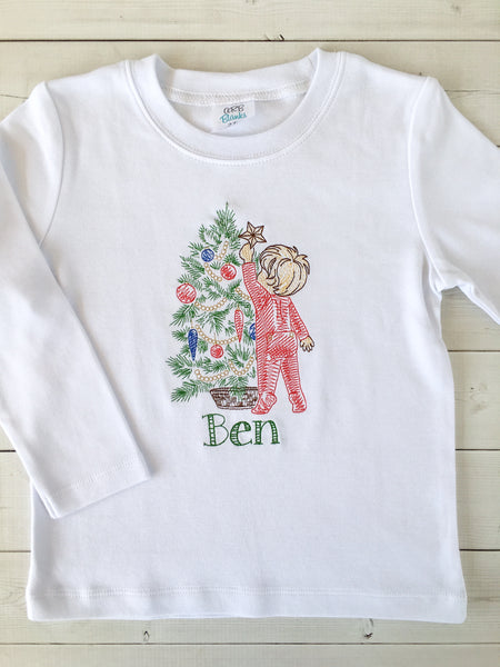 Christmas Tradition Embroidered (Boy) SHIRT ONLY