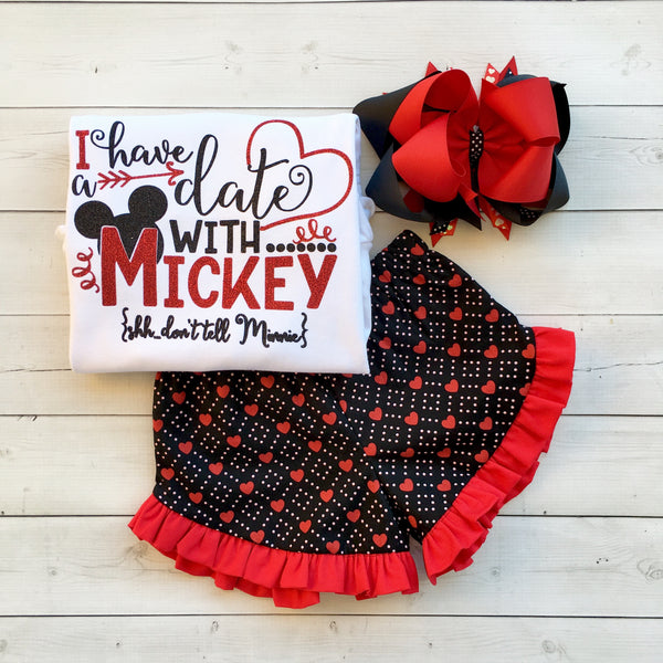 I Have A Date Valentine Shirt and Ruffle Shortie Set