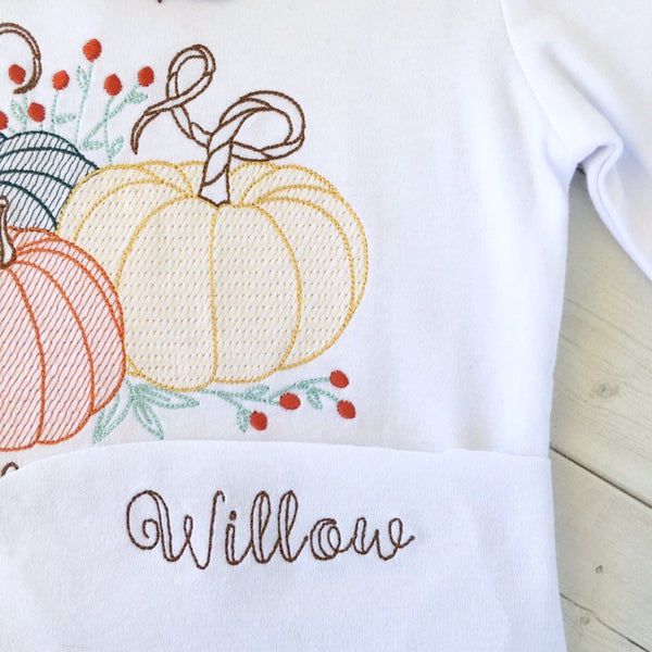 Grateful Embroidered Pumpkins Peek-a-boo Shortie Set