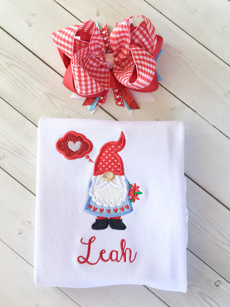 Valentine's Day GIRL Gnome Double Ruffle Pant Set