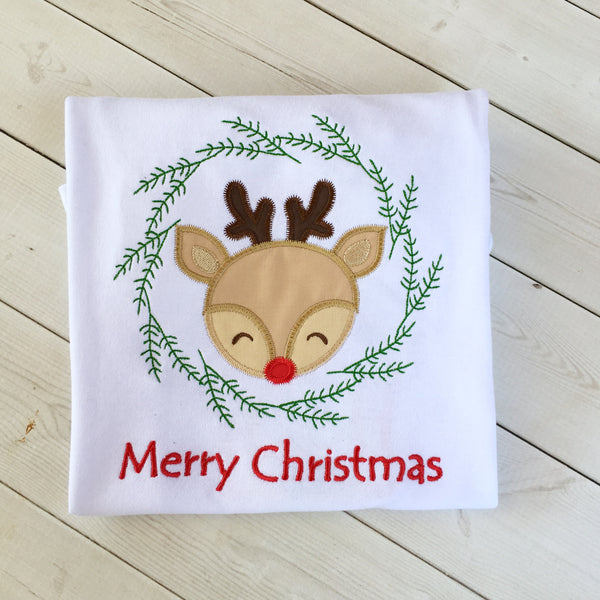 Boys Holly Jolly Embroidered Reindeer Shirt ONLY