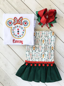 Miss Mouse Christmas Cookie Ruffle Pant Set