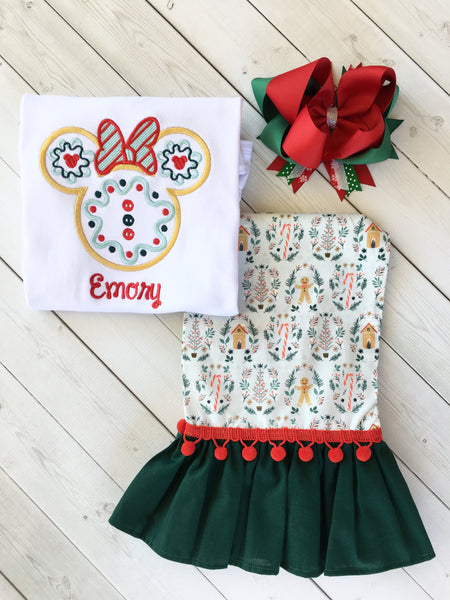 Miss Mouse Christmas Cookie Ruffle Pant Set