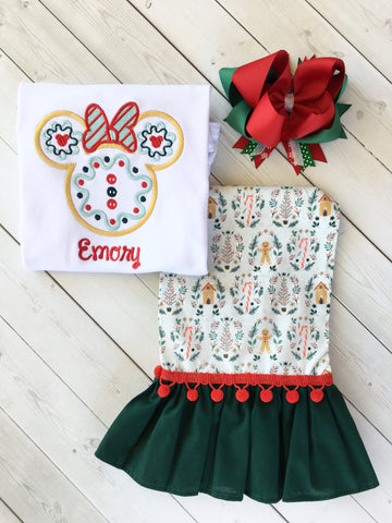 Miss Mouse Christmas Cookie Ruffle Pant Set