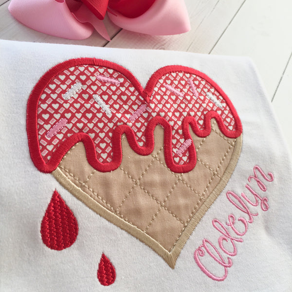 Sweet Treat Embroidered Valentine Shirt and Ruffle Shortie Set