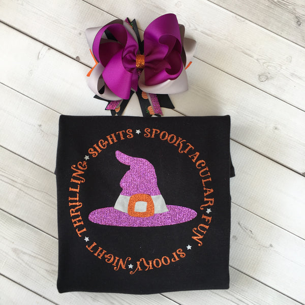 Glitter Witch Hat Girls Shirt ONLY