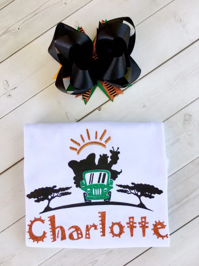 Kente Glitter Safari Friends Girls Shirt and Ruffle Pant Set