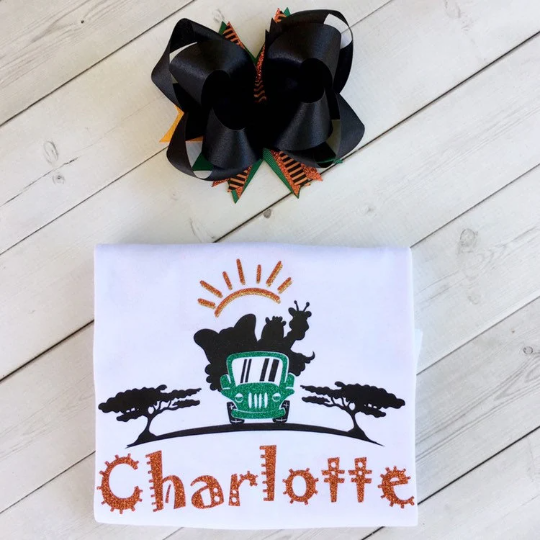 Kente Glitter Safari Friends Girls Shirt ONLY