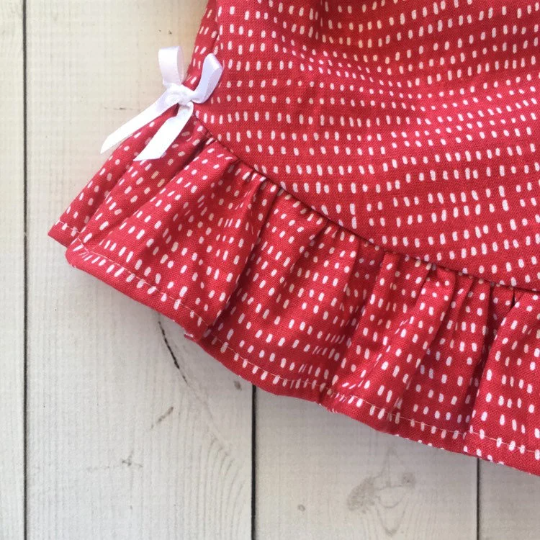 Back To School Embroidered Red Apple Shirt and Ruffle Short Set