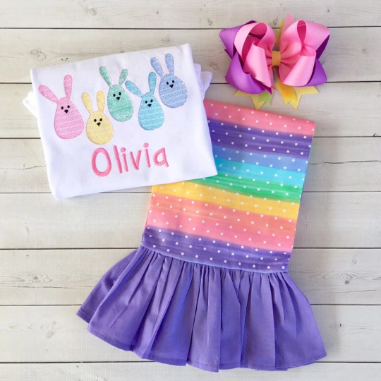 Little Bunnies Sketch Shirt and Ruffle Pant for Girls