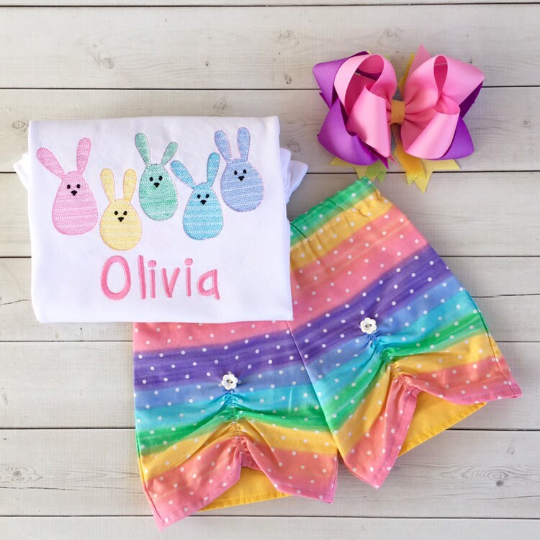 Little Bunnies Sketch Shirt and Peekaboo Shorts for Girls