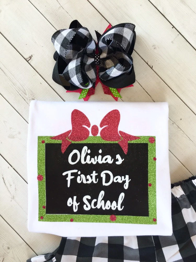 Sassy Glitter Chalk Board Shirt and Ruffle Short Set