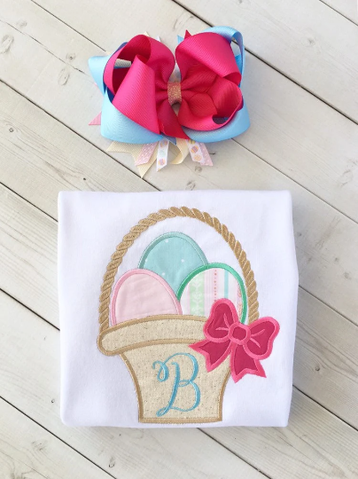 Easter Basket Embroidered Shirt and Ruffle Pant Set
