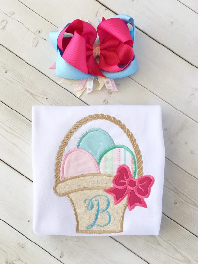 Easter Basket Embroidered Shirt and Ruffle Shortie Set