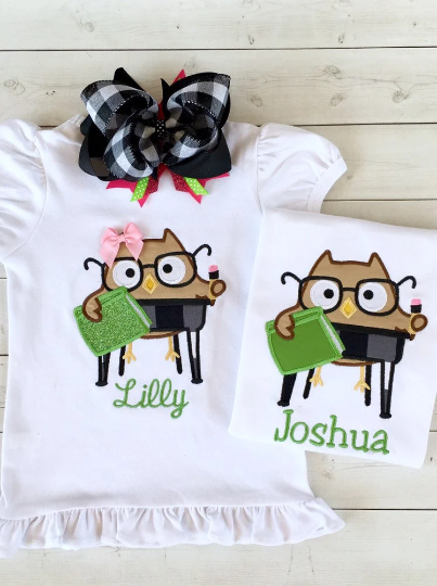 Sassy Embroidered Owl Shirt and Ruffle Short Set